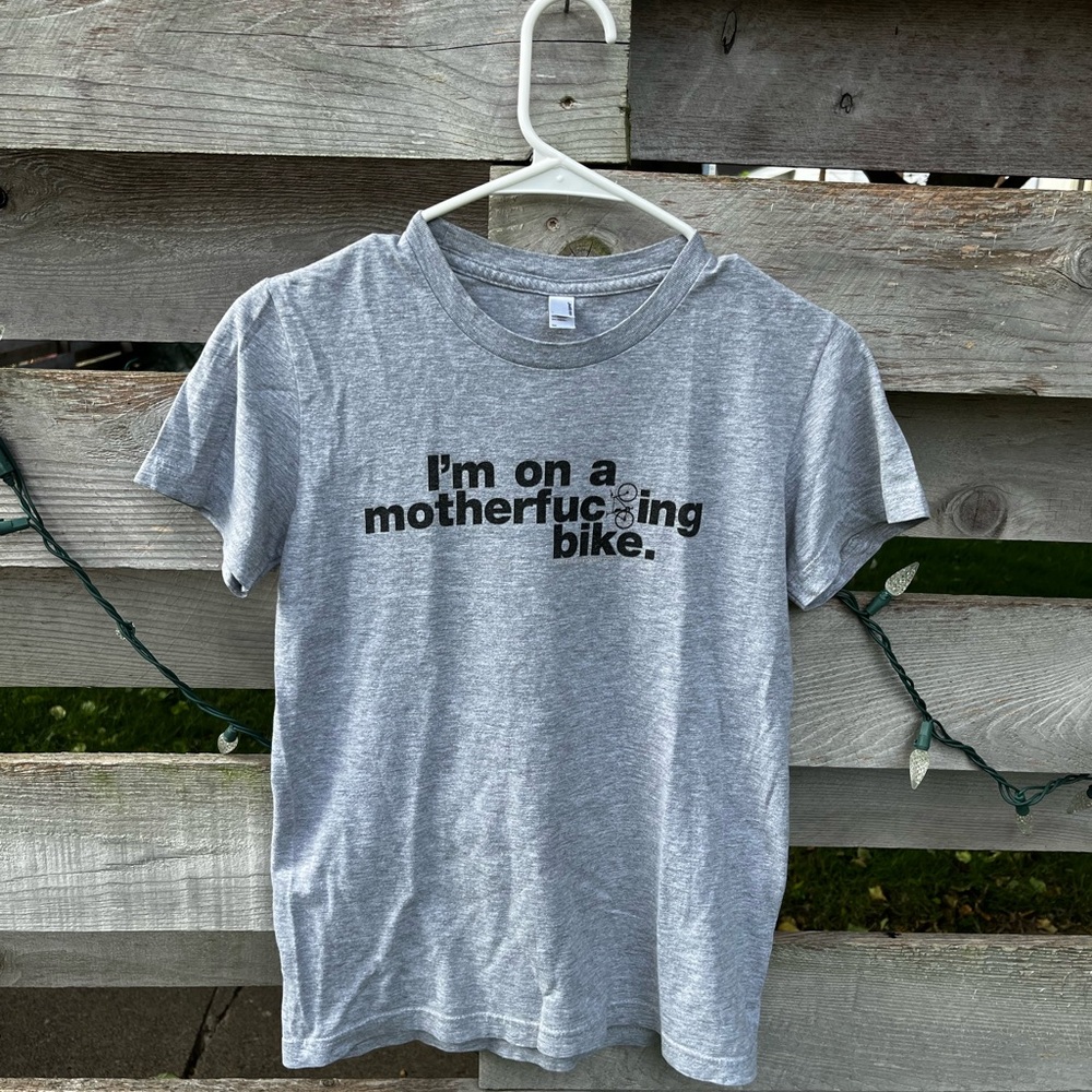 Gray Bike T-Shirt American Apparel Classic girl medium